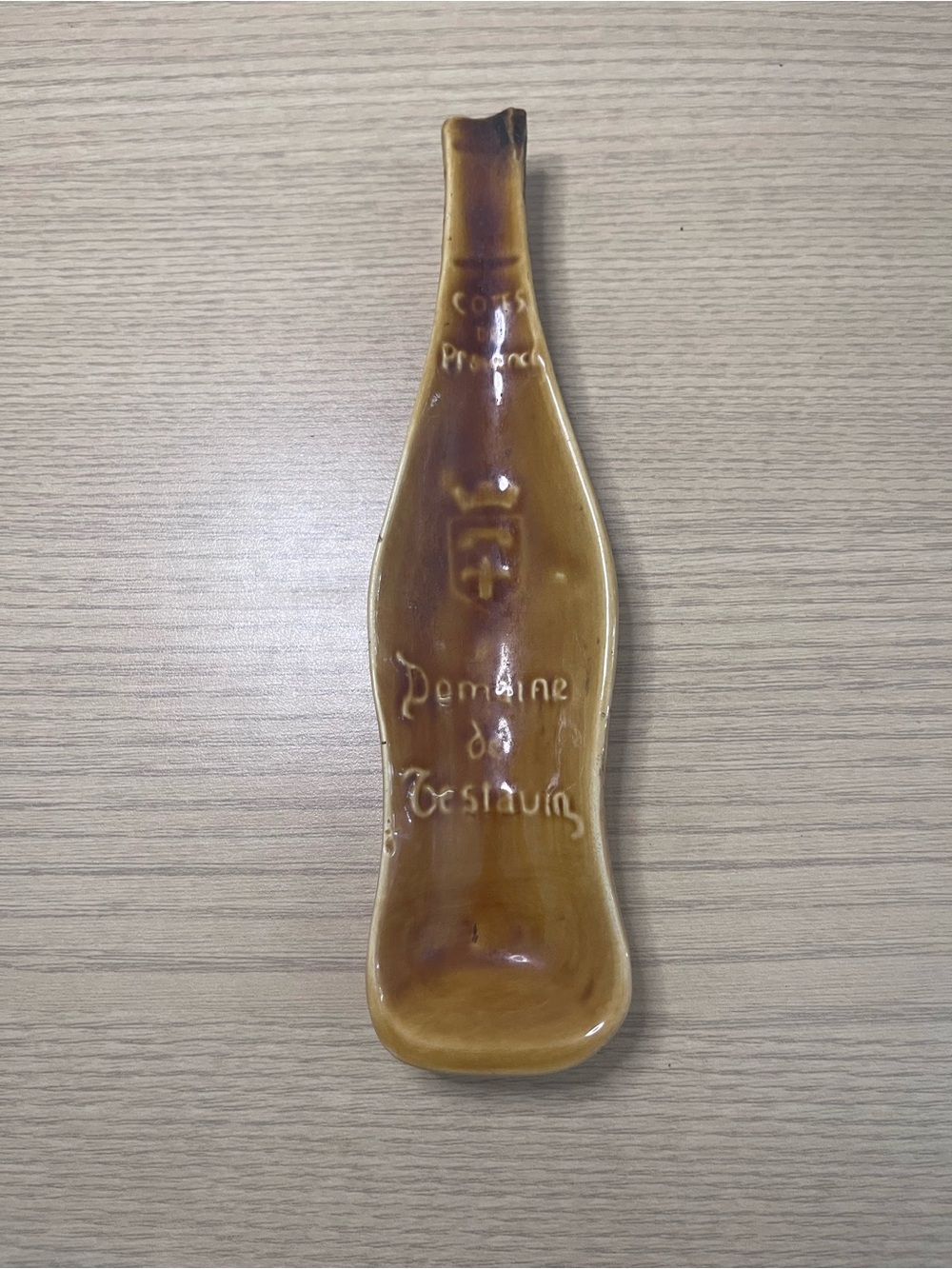 Vintage Ceramic Spoon Rest French Côtes de Provence Ceramic Dish - Bottle Shape